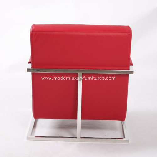 Elegant Modern Leather Armchair with Stainless Steel Frame